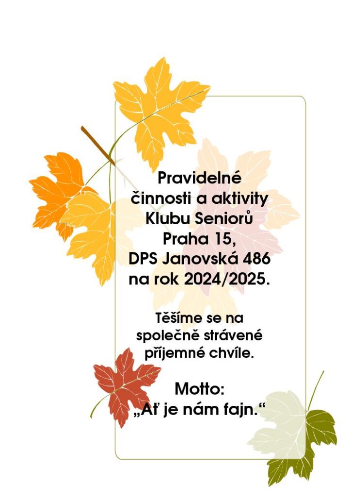 Pravidelný program Klubu Seniorů